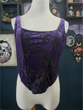 Killstar purple velvet flocked bustier top